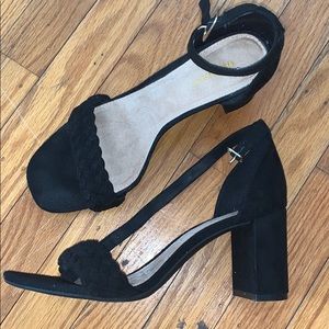 Suede Black Block Heels